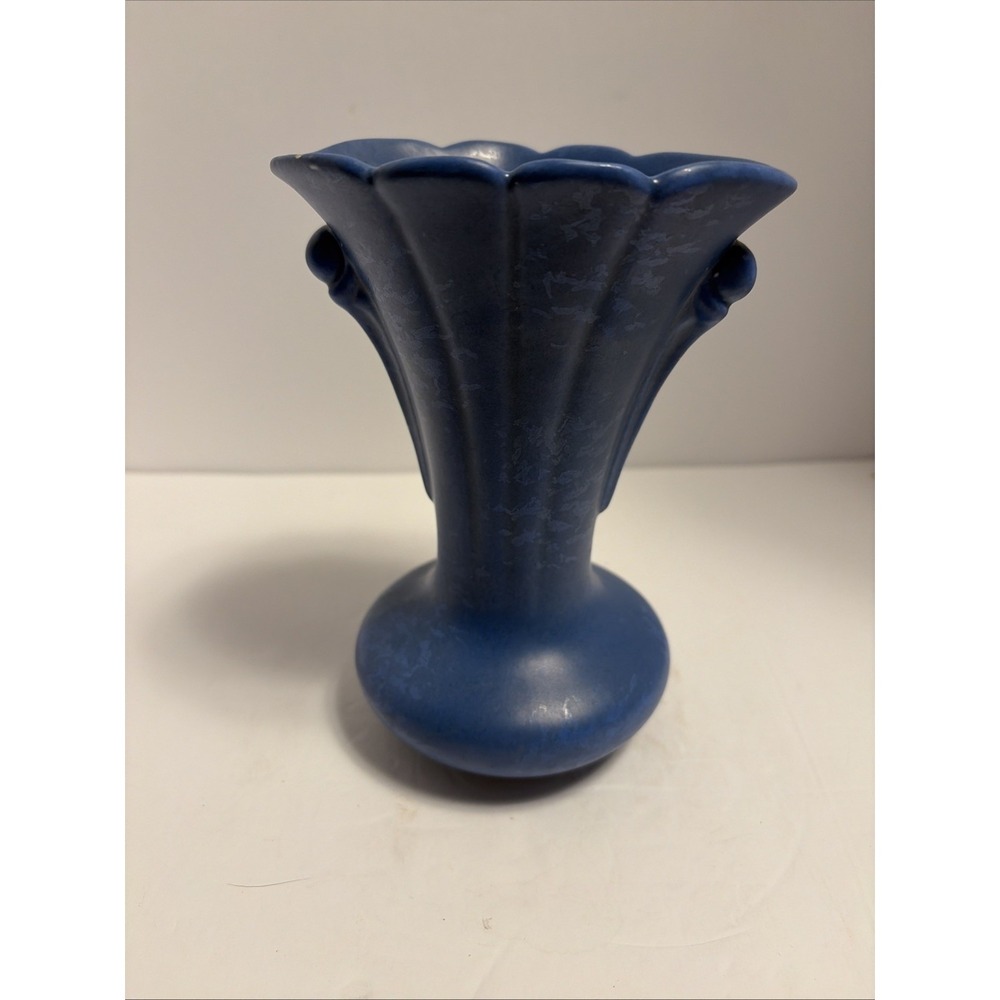 Vintage Niloak Pottery Vase Blue Matte Modeled Glaze Urn Style - Picture 2 of 9